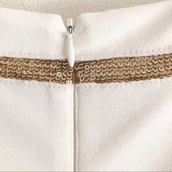 Joseph Ribkoff Ecru Gold Sequined Dress 6 - Picture 9 of 15